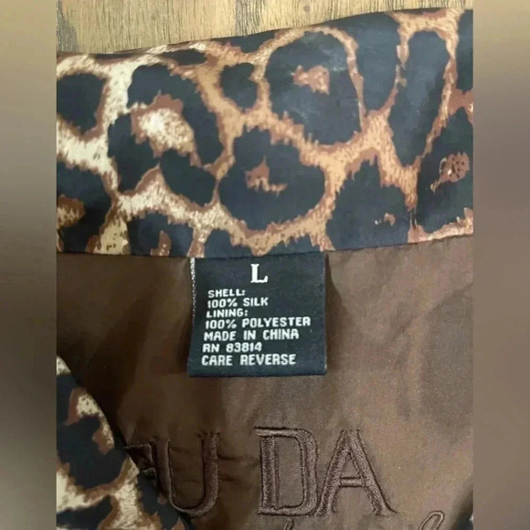 Fuda International 100% Silk Vintage Women’s Leopard Print Jacket Size Large - Picture 5 of 8